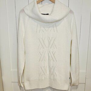 Tommy Hilfiger Ivory Cable Knit Cowl Neck Sweater Women’s Medium Cozy Winter